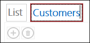 Datasheet view caption changed to Customers
