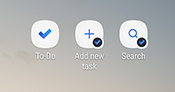 Screenshot showing the Android Home screen shortcuts for the To-Do app, Add new task and Search