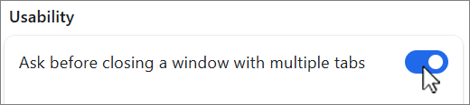 Ask before closing window with multiple tabs screenshot.