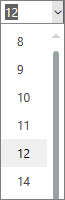 The font size menu in Outlook on the web.