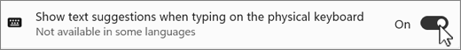 Win11 Show text suggests for phycal keyboard screenshot.