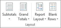 Layout group on the ribbon