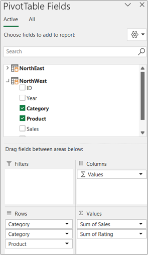 The Field List for multiple tables