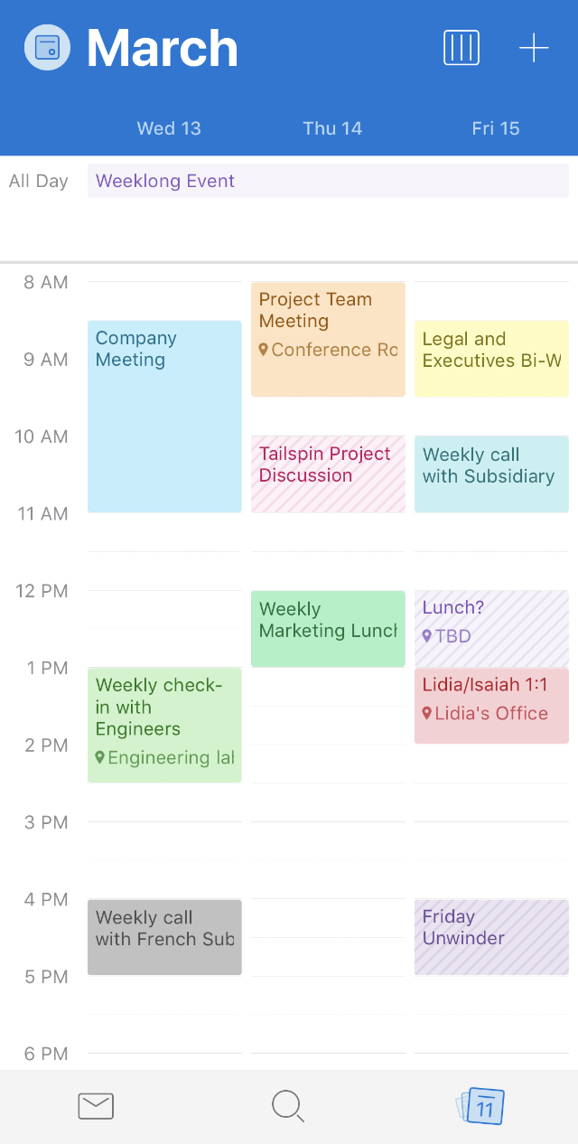Calendar categories