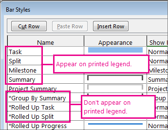 the dormat barstyle dialog showing bars that will or will not be included in print