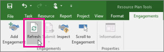 Refresh button on the Engagements tab