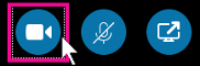 Click this to turn on your camera to show yourself during a Skype for Business meeting or video chat. This darker blue indicates that the camera is turned on.