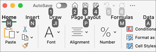 Visual appearance of KeyTips in Excel for Mac